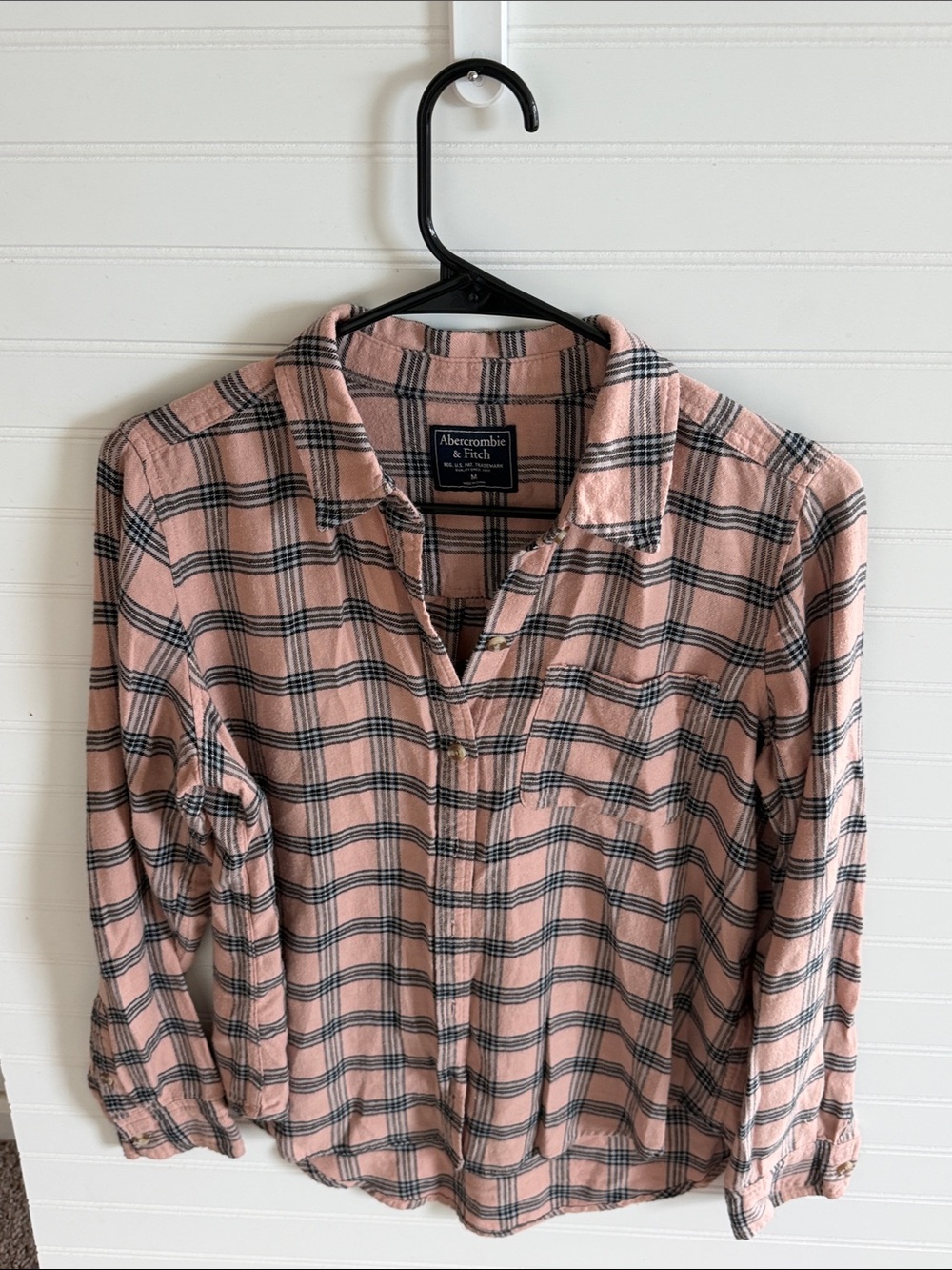 Abercrombie & Fitch Pink and Black Plaid Button-Down Shirt